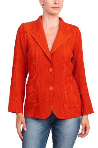 Flair Notched Collar Long Sleeve 2 Button Closure Solid Faux Suede Jacket - By Baano