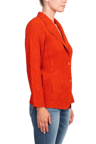 Flair Notched Collar Long Sleeve 2 Button Closure Solid Faux Suede Jacket - By Baano
