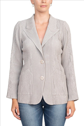 Flair Notched Collar Long Sleeve 2 Button Closure Solid Faux Suede Jacket - By Baano