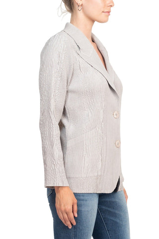 Flair Notched Collar Long Sleeve 2 Button Closure Solid Faux Suede Jacket - By Baano