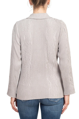 Flair Notched Collar Long Sleeve 2 Button Closure Solid Faux Suede Jacket - By Baano