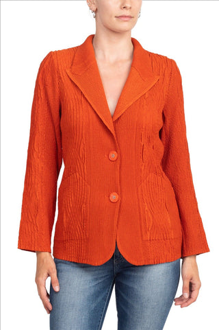 Flair Notched Collar Long Sleeve 2 Button Closure Solid Faux Suede Jacket - By Baano