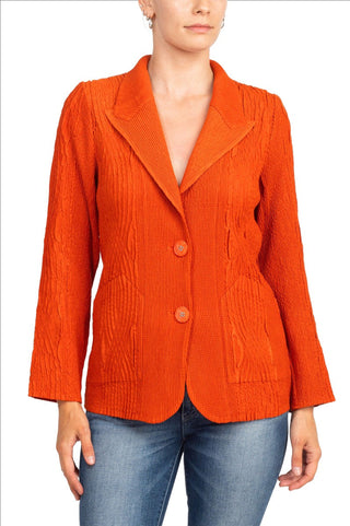 Flair Notched Collar Long Sleeve 2 Button Closure Solid Faux Suede Jacket - By Baano