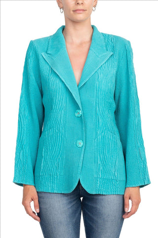 Flair Notched Collar Long Sleeve 2 Button Closure Solid Faux Suede Jacket - By Baano