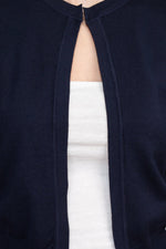 Luxxe Lane Crew Neck Open Front Hook Eye Closure Long Sleeve Lace Back Knit Bolero - Glamourous Grace