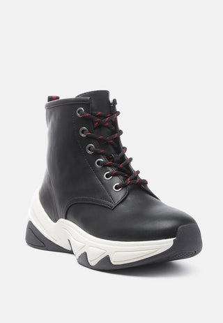 logan contrast tape sporty lace-up ankle boots