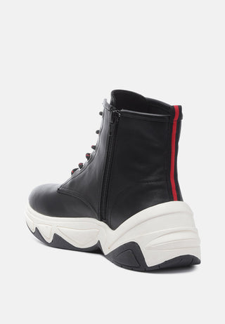 logan contrast tape sporty lace-up ankle boots