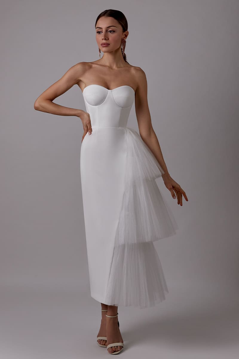 Love You Always Strapless Bustier Midi Dress - By Baano