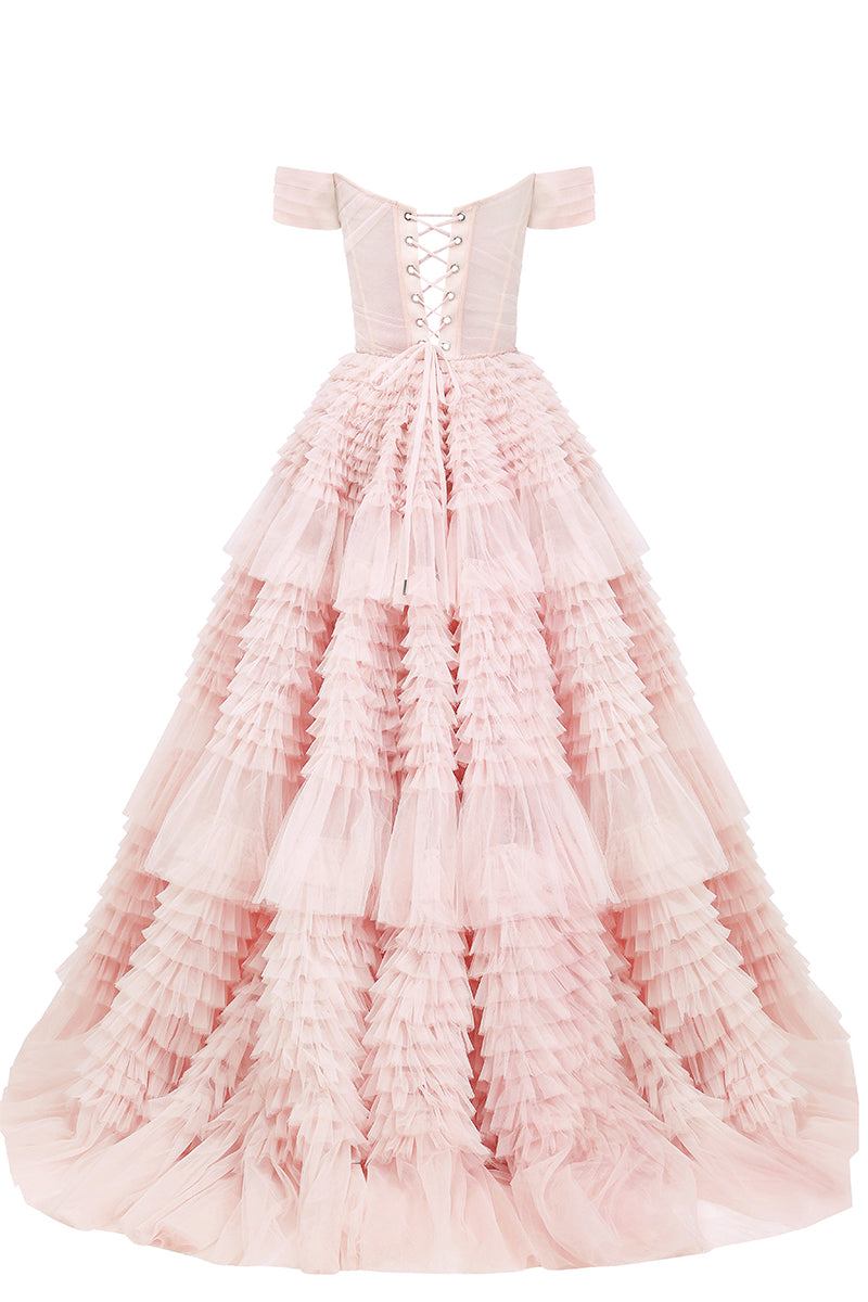 Love You So Off-The-Shoulder Frill-Layered Maxi Dress - By Baano