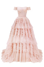 Love You So Off-The-Shoulder Frill-Layered Maxi Dress - By Baano