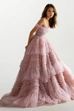 Love You So Off-The-Shoulder Frill-Layered Maxi Dress - By Baano