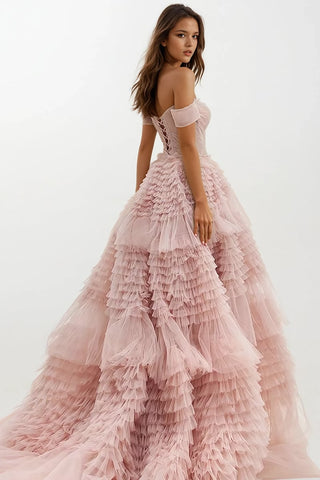 Love You So Off-The-Shoulder Frill-Layered Maxi Dress - By Baano