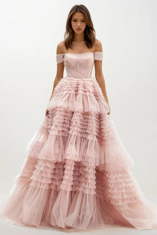 Love You So Off-The-Shoulder Frill-Layered Maxi Dress - By Baano