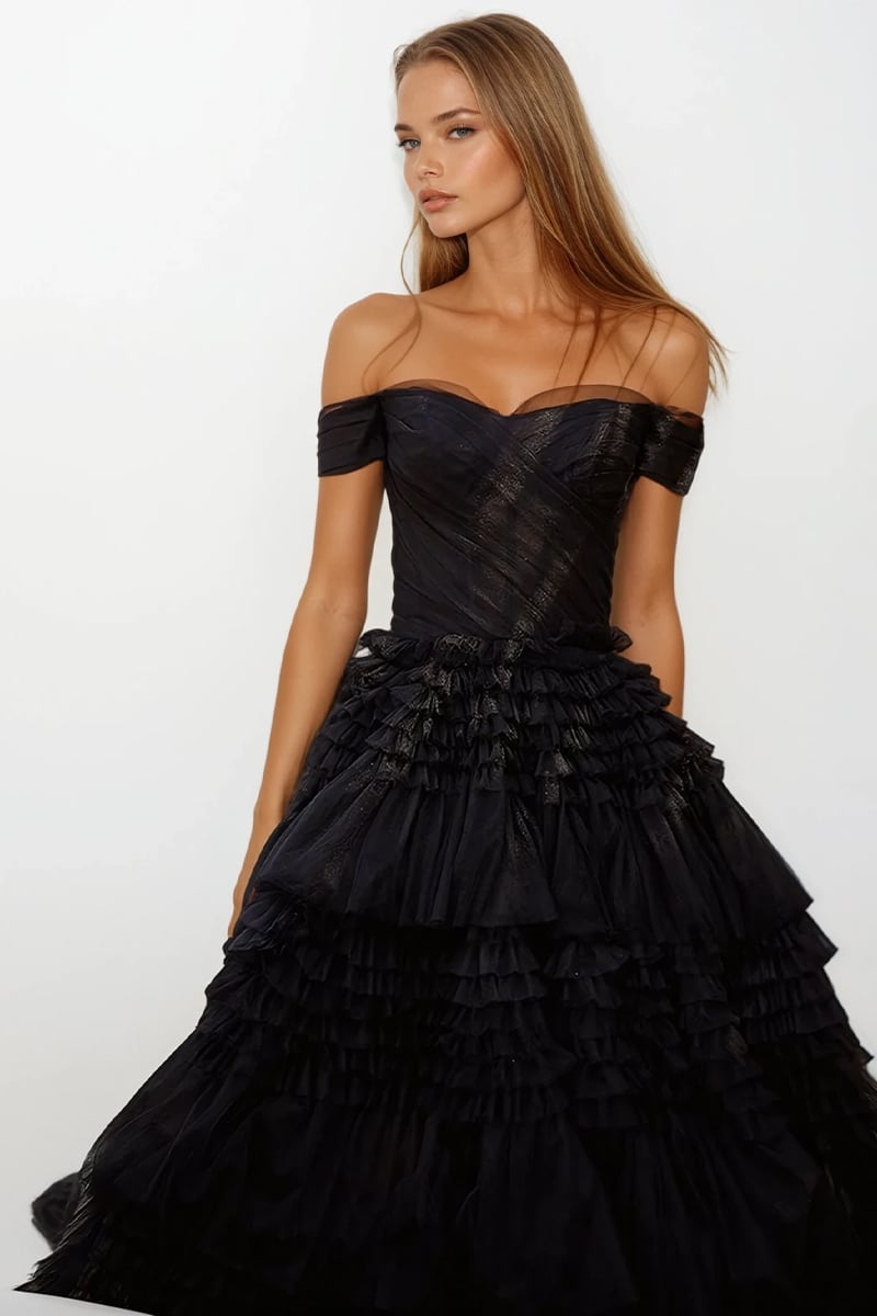 Love You So Off-The-Shoulder Frill-Layered Maxi Dress - By Baano
