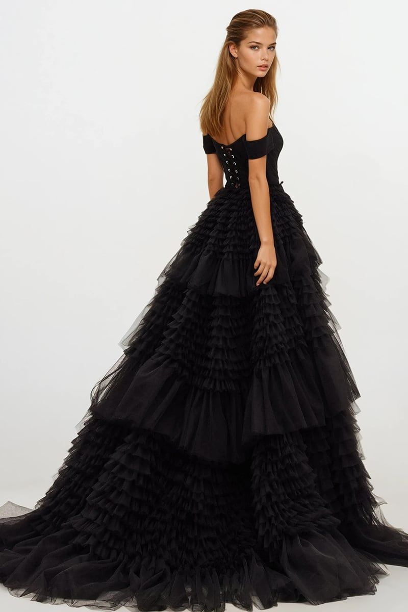 Love You So Off-The-Shoulder Frill-Layered Maxi Dress - By Baano