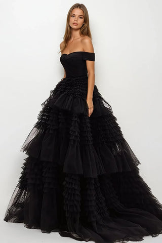 Love You So Off-The-Shoulder Frill-Layered Maxi Dress - By Baano