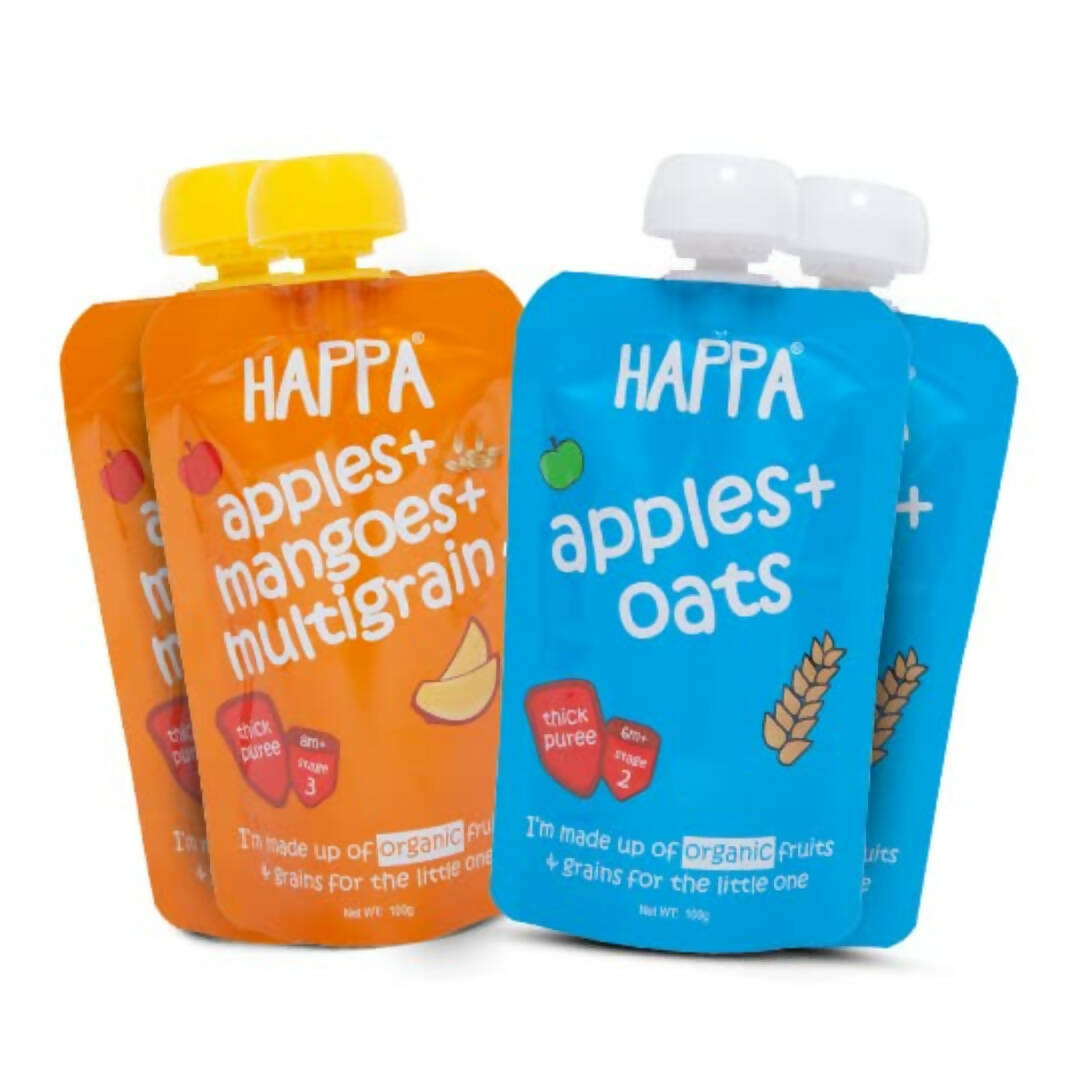 Happa Organic Baby Food Puree Grain and Fruit Blend Combo