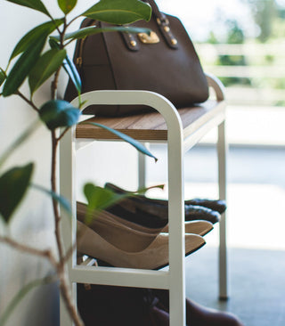 Shoe Organizer & Bench (18" H)  - Steel + Wood - By Baano