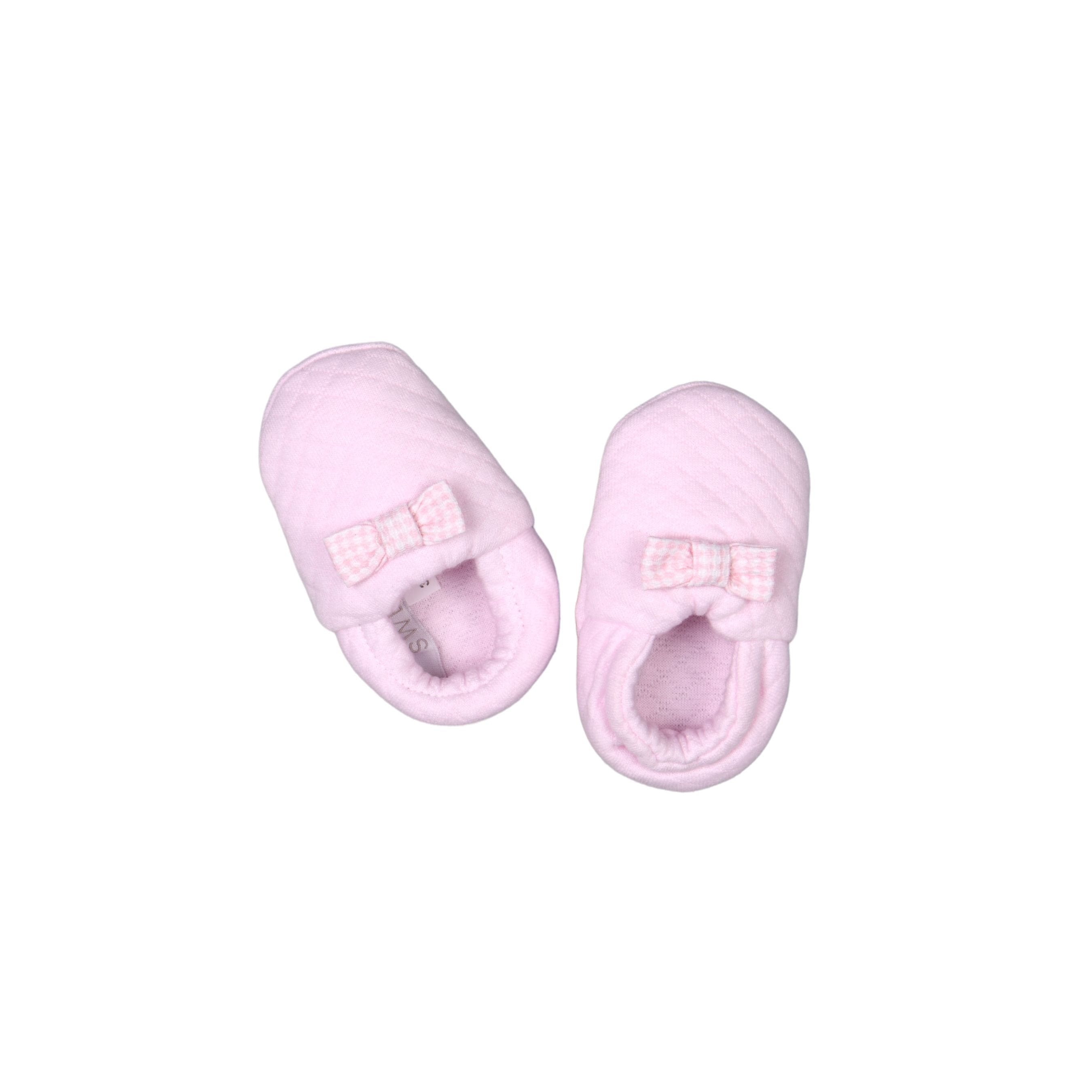 LUCY | Girls Pink Quilted Cotton Booties