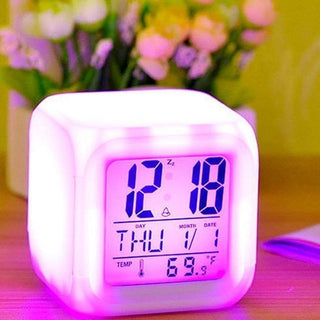 Luminous Alarm Clock Multifunctional White Screen Color Changing Bedroom Night Light Touch Control Bedside Lamp Dimmable Multi-Color Changing Gift Ideas Colorful Decompression Digital Accessories Stevvex