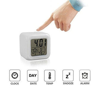 Luminous Alarm Clock Multifunctional White Screen Color Changing Bedroom Night Light Touch Control Bedside Lamp Dimmable Multi-Color Changing Gift Ideas Colorful Decompression Digital Accessories Stevvex