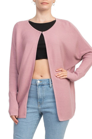 Lissy Crew Neck Open Front Long Sleeve Knit Cardigan - Glamourous Grace