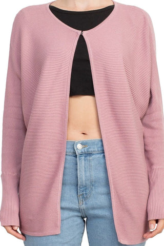 Lissy Crew Neck Open Front Long Sleeve Knit Cardigan - Glamourous Grace