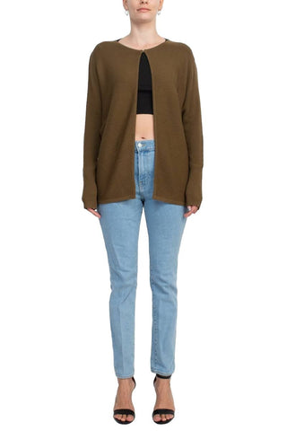 Lissy Crew Neck Open Front Long Sleeve Knit Cardigan - Glamourous Grace