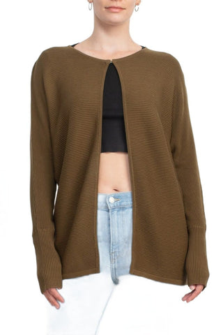 Lissy Crew Neck Open Front Long Sleeve Knit Cardigan - Glamourous Grace