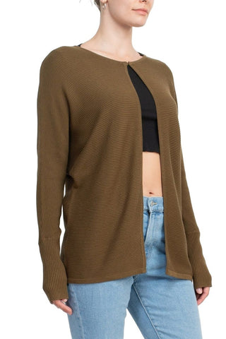 Lissy Crew Neck Open Front Long Sleeve Knit Cardigan - Glamourous Grace