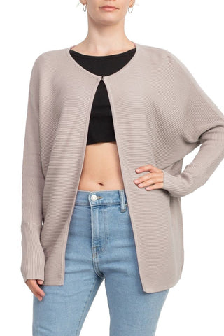 Lissy Crew Neck Open Front Long Sleeve Knit Cardigan - Glamourous Grace