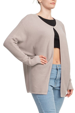 Lissy Crew Neck Open Front Long Sleeve Knit Cardigan - Glamourous Grace