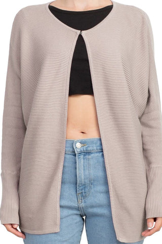 Lissy Crew Neck Open Front Long Sleeve Knit Cardigan - Glamourous Grace