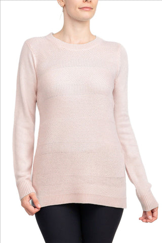 Lissy Crew Neck Long Sleeve Solid Knit Top - By Baano
