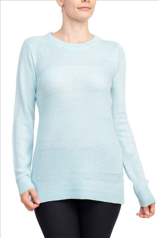 Lissy Crew Neck Long Sleeve Solid Knit Top - By Baano