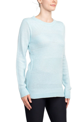 Lissy Crew Neck Long Sleeve Solid Knit Top - By Baano