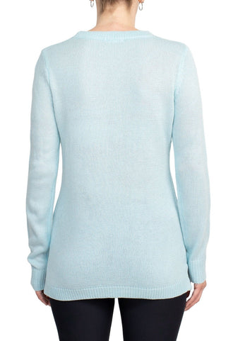 Lissy Crew Neck Long Sleeve Solid Knit Top - By Baano