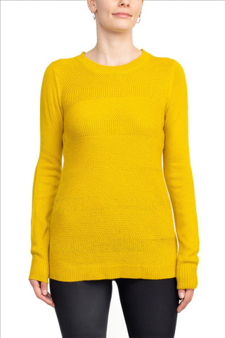 Lissy Crew Neck Long Sleeve Solid Knit Top - By Baano