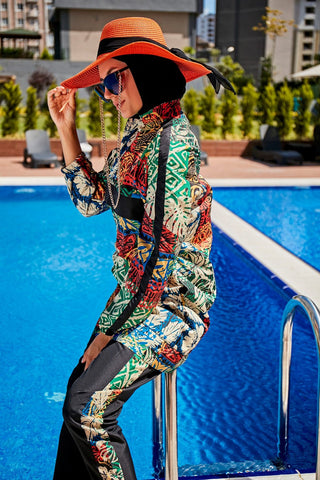 Woven Black Burkini Modest Swimwear R2302 - By Baano