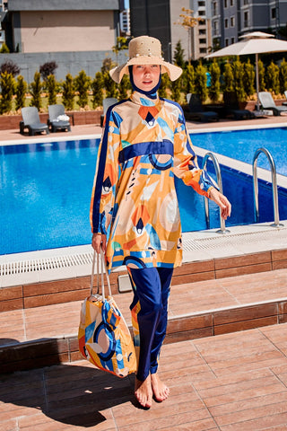 Woven Navy Burkini Modest Swimwear R2314 - By Baano