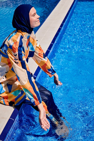 Woven Navy Burkini Modest Swimwear R2314 - By Baano