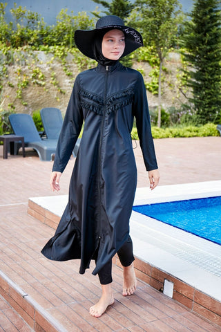 Woven Black Burkini Modest Swimwear 1998 - By Baano