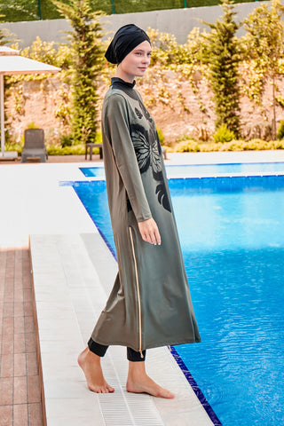 Lycra Khaki Burkini Modest Swimwear M2021 - By Baano