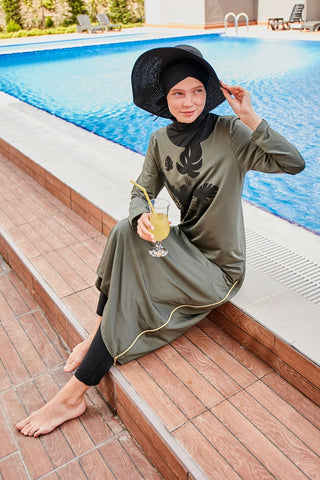 Lycra Khaki Burkini Modest Swimwear M2021 - By Baano