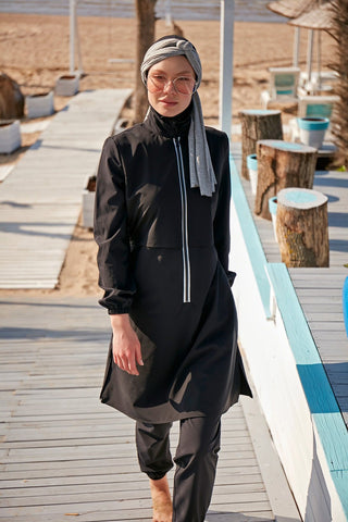 Woven Black Burkini Modest Swimwear M2314 - By Baano