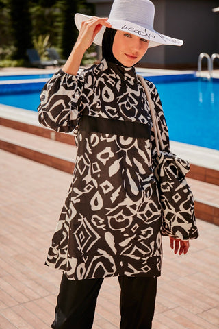 Woven Black Burkini Modest Swimwear R2304 - By Baano