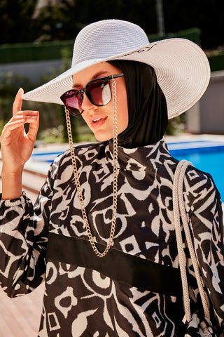 Woven Black Burkini Modest Swimwear R2304 - By Baano