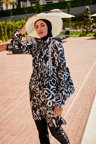Patterned Full Coverage Modest Swimsuit R2303 - By Baano
