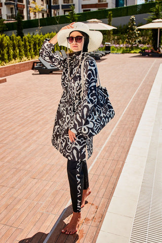 Patterned Full Coverage Modest Swimsuit R2303 - By Baano