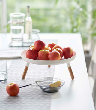 Countertop Pedestal Tray (5" H)  - Steel + Wood - By Baano